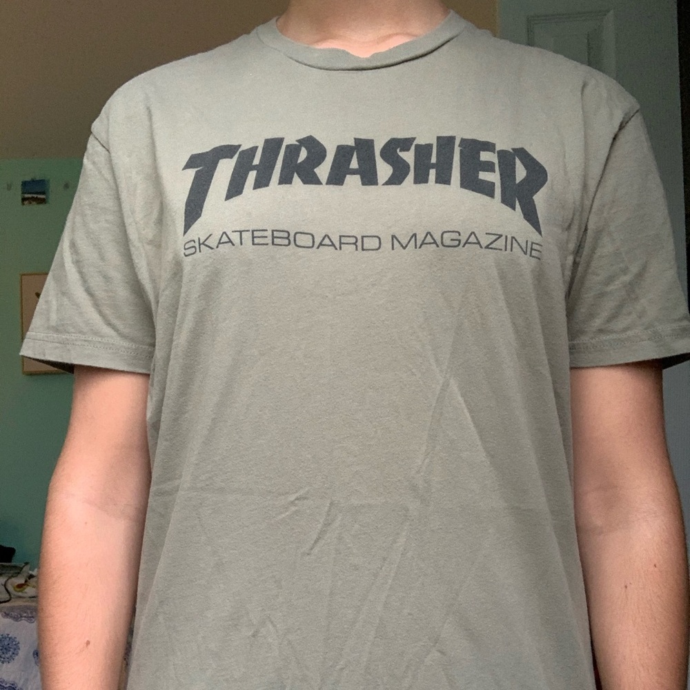 Thrasher Skate Mag Olive Boyfriend Fit T-Shirt
